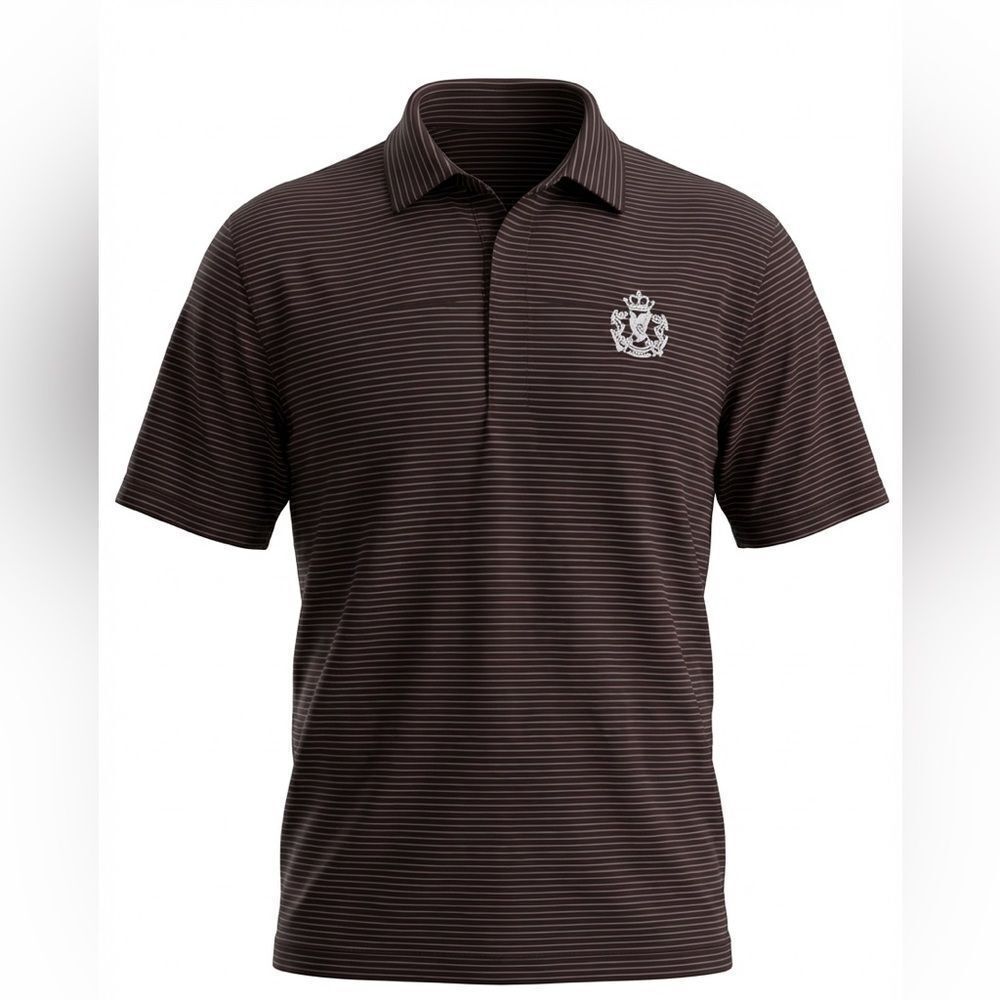 PETER MILLAR MENS POLO SHIRT BLACK WITH PINK STRIPES SIZE L